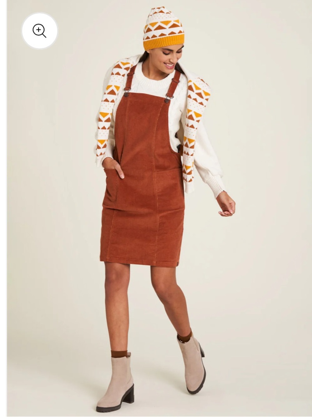 Corduroy Dungaree Overall Dress Jumper Ginger Rust